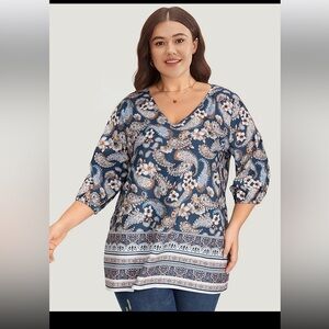 BC 39 NWOT  V-Neck paisley & floral tint  be top plus size 18/20 🌹🌺🌸